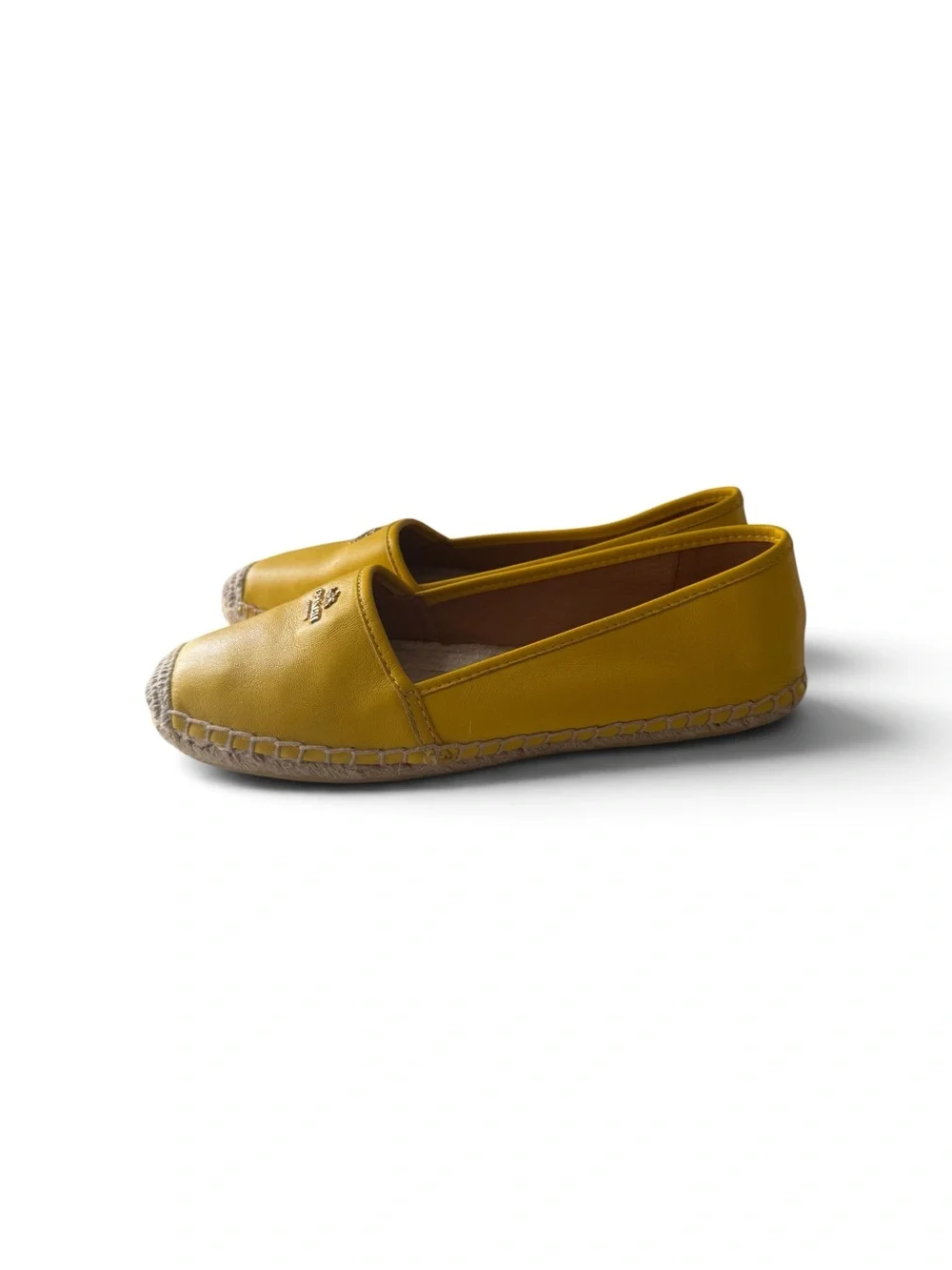 Coach Yellow Leather Espadrille Slip-Ons with Jute Toe
